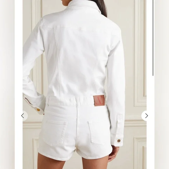 Valentino Garavani Embellished Denim Playsuit